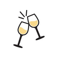 Cheers wine glasses icon vector