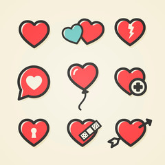 Vector Illustration Heart Icon Set For Valentines Day and Wedding
