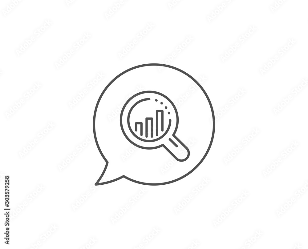 Aufkleber seo analysis line icon. chat bubble design. web targeting chart sign. traffic management symbol. out