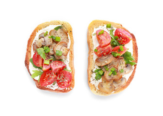 Tasty sandwiches on white background