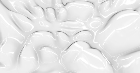 Liquid abstract white background. Smooth glossy texture 3D rendering l