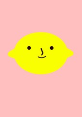 Lemon character logo. Fresh lemon fruits on summer season. Funny lemon character logo - Illustration