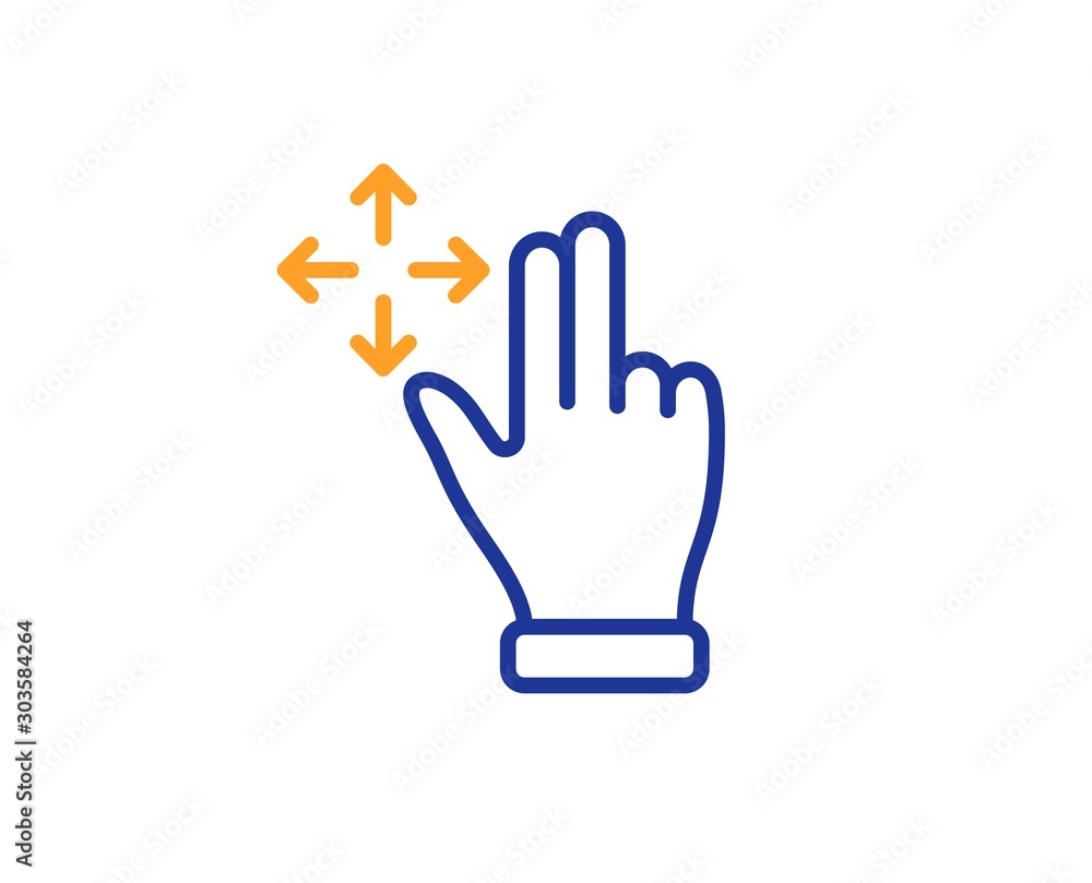 Poster slide arrow sign. move gesture line icon. swipe action symbol. colorful outline concept. blue and or