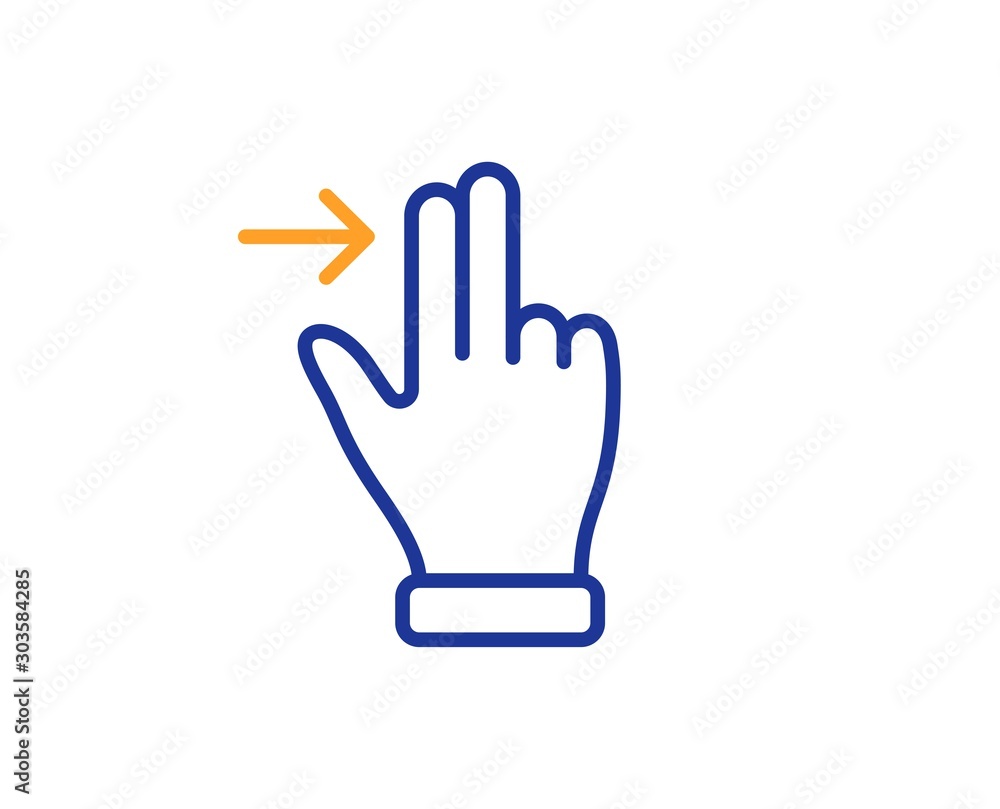 Poster slide right arrow sign. touchscreen gesture line icon. swipe action symbol. colorful outline concept