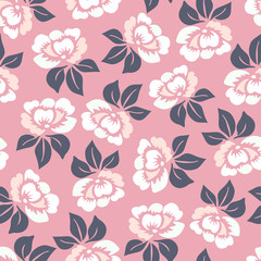 Fototapeta na wymiar Modern seamless vector botanical with flower for textile. Can be used for printing on paper, stickers, badges, bijouterie, cards, textiles. 