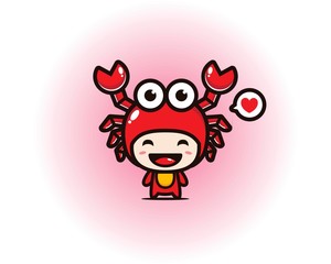 Fototapeta premium CUTE CRAB DESIGN VECTOR MASCOT.