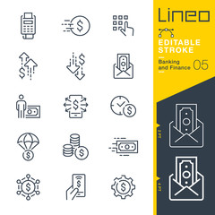 Lineo Editable Stroke - Banking and Finance line icons