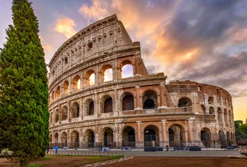 Badkamer foto achterwand Colosseum Sunrise view of Colosseum in Rome, Italy. Architecture and landmark of Rome. Postcard of Rome.