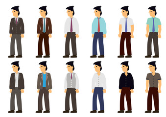 Set of man in different formal clothing.
