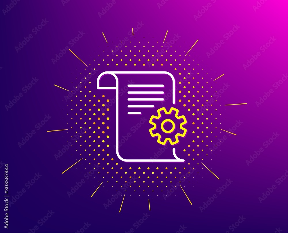 Aufkleber technical documentation line icon. halftone pattern. instruction sign. gradient background. technica