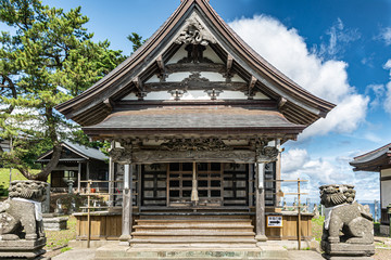 Fototapeta premium The main building of the Gikeiji Temple in Sotogahama, Aomori, Japan
