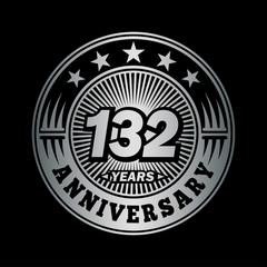 132 years anniversary celebration logo design. Vector and illustration.