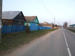 Fototapeta na wymiar typical eastern slavic rural village buildings