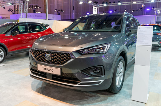 ATHENS, GREECE - NOVEMBER 15, 2019: SEAT Tarraco 1.5 TSI at Aftokinisi Anytime 2019 Motor Show.