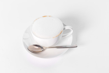 cup of cappuccino on white background