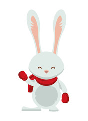 cute little rabbit with christmas scarf