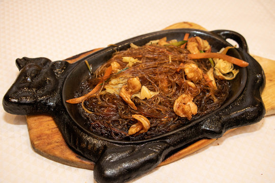 spaghetti di soia e gamberi