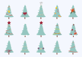 Christmas tree object collection.Vector illustration for icon,logo,sticker,printable.Editable element