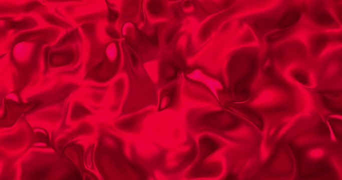 Red metallic wave liquid background. Glamour satin lava texture 3D rendering