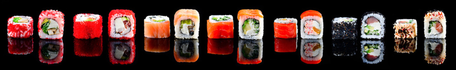 large set of sushi maki isolated