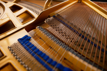 Inside Piano instrument for music background.