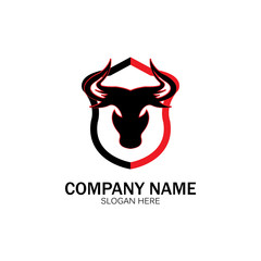 Obraz premium creative angry shield bull head logo design symbol vector illustration-vector