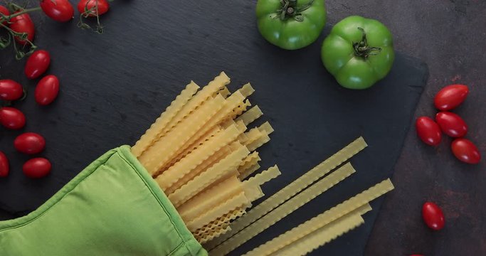 Mafaldine pasta on the table