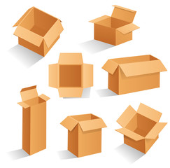 Cardboard box mockup set