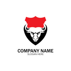 creative angry shield bull head logo design symbol vector illustration-vector