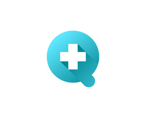 Letter Q cross plus medical logo icon design template elements