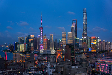 The view of the city center of Shanghai, China