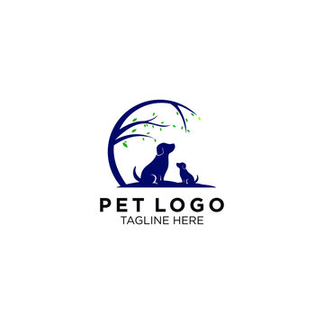 animal and pet logo with tree logo templates