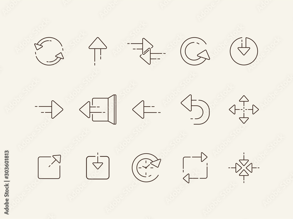 Poster arrow vector icon set in contour line style