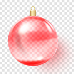 Red Christmas ball. Pink xmas glass ball.