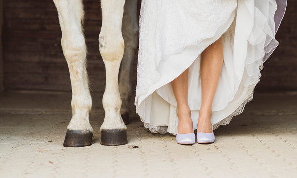 Pferdebeine und Beine der Braut
