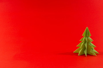 two Origami green tree