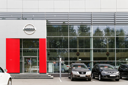 Ulyanovsk, Russia - July 20, 2016: Building Of Nissan Car Selling And Service Center With Nissan Sign.