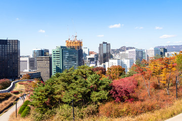 Namsan Park and view of tall buildings in Seoul