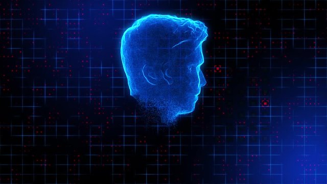 3D render morphing of a human face for digital or scientific footage 