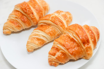 Plain croissant on white background - Image