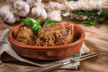 A piece of braised pork neck.