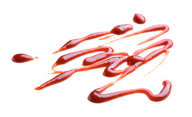 Tasty barbecue sauce on white background