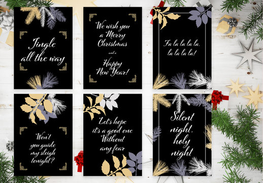 Christmas Carol Songs Postcard Layout Set
