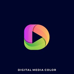 Play Media Colorful Illustration Vector Design Template