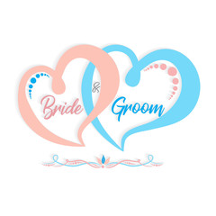 Bride groom love hearts wedding symbol card