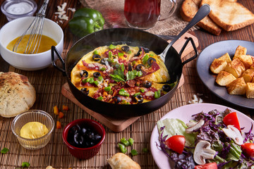 Scramble egg in frying pan