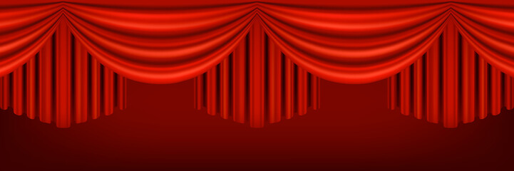 Red curtains of theater stage.
