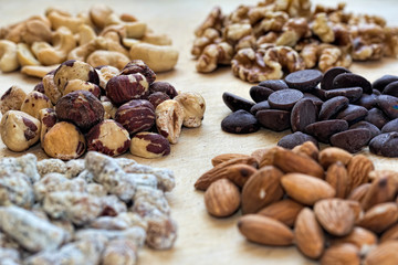 Closeup on Nuts and Chocolate