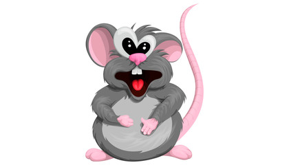 Funny rat with open mouth on white background. Vector illustration in cartoon style of the symbol of 2020.