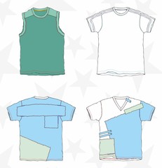 T-shirt mockup. Clothing, textile template set. - Vector